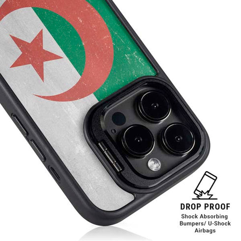 Algeria Flag Distressed iPhone 15 Pro Kickstand Case