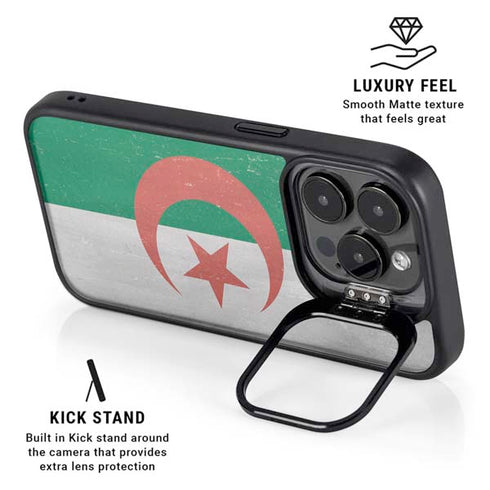 Algeria Flag Distressed iPhone 15 Pro Max Kickstand Case