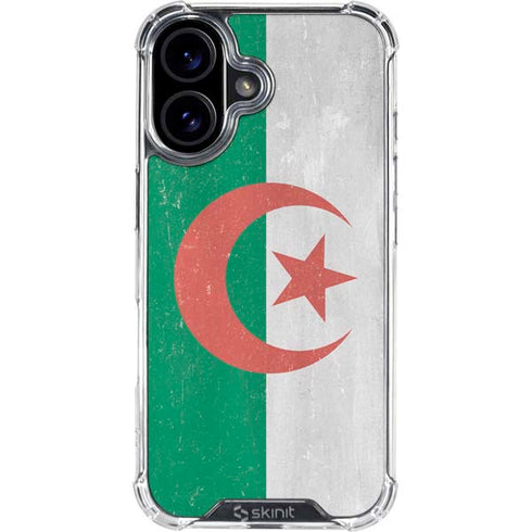 Algeria Flag Distressed iPhone 16 Plus Clear Case