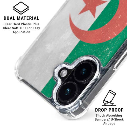 Algeria Flag Distressed iPhone 16 Plus Clear Case