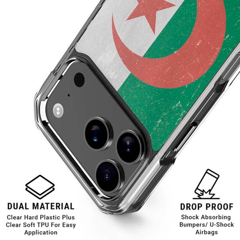 Algeria Flag Distressed iPhone 18 Pro Clear Case