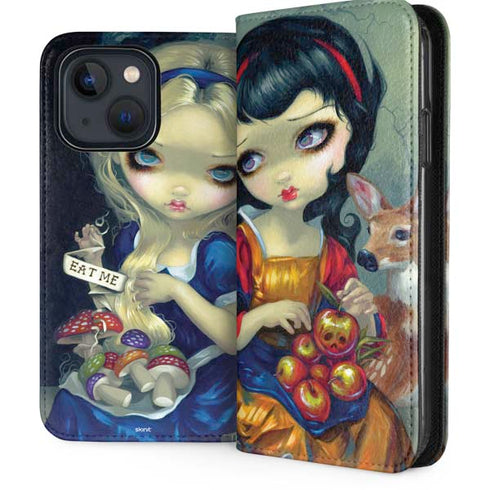 Alice & Snow Fairy Tail with Cat and Raccoon by Jasmine Becket-Griffith iPhone 14 Folio Case