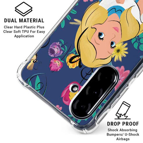 Disney Alice in Wonderland (animated) Floral Print Galaxy A36 5G Clear Case