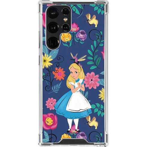 Disney Alice in Wonderland (animated) Floral Print Galaxy S23 Ultra Clear Case