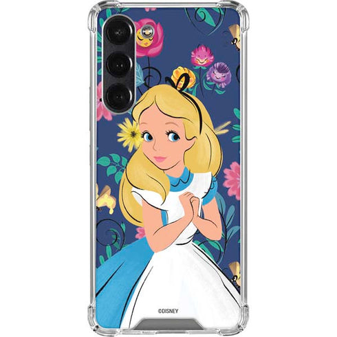Disney Alice in Wonderland (animated) Floral Print Galaxy S24 FE Clear Case