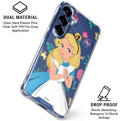 Disney Alice in Wonderland (animated) Floral Print Galaxy S25 Clear Case