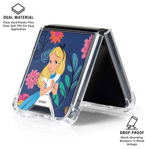 Disney Alice in Wonderland (animated) Floral Print Galaxy Z Flip7 Clear Case