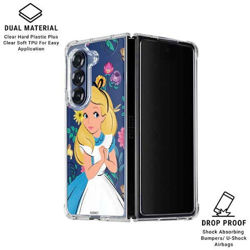 Disney Alice in Wonderland (animated) Floral Print Galaxy Z Fold7 Clear Case