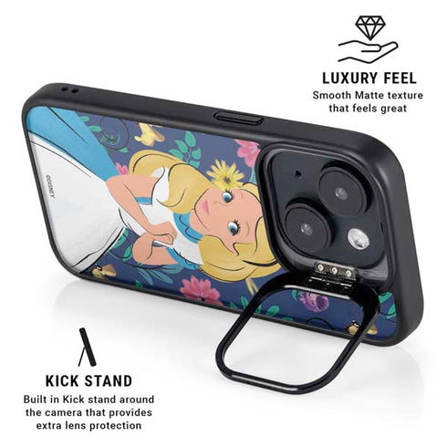 Disney Alice in Wonderland (animated) Floral Print iPhone 14 Kickstand Case