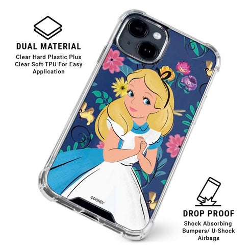 Disney Alice in Wonderland (animated) Floral Print iPhone 15 Clear Case