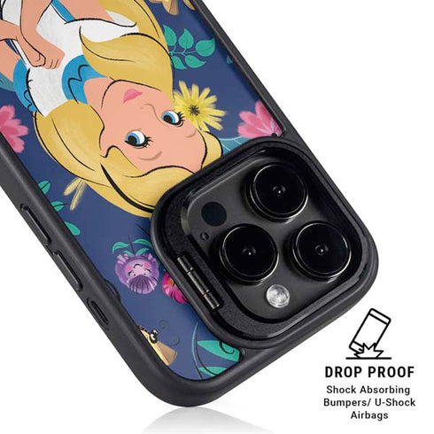 Disney Alice in Wonderland (animated) Floral Print iPhone 15 Pro Kickstand Case