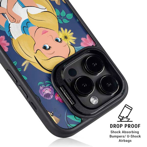Disney Alice in Wonderland (animated) Floral Print iPhone 15 Pro Max Kickstand Case