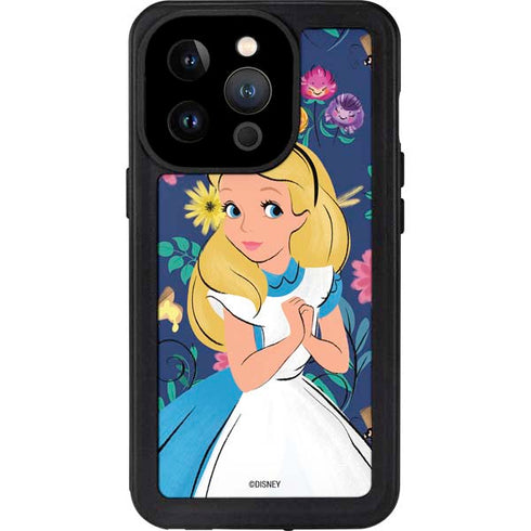 Disney Alice in Wonderland (animated) Floral Print iPhone 15 Pro Waterproof Case