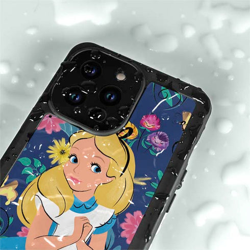 Disney Alice in Wonderland (animated) Floral Print iPhone 15 Pro Waterproof Case