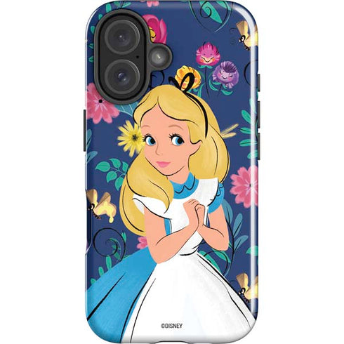 Disney Alice in Wonderland (animated) Floral Print iPhone 16 Plus Impact Case