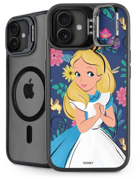 Disney Alice in Wonderland (animated) Floral Print iPhone 16 Plus Kickstand Case