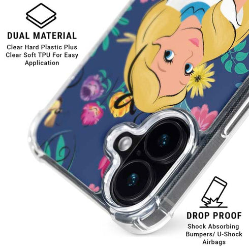 Disney Alice in Wonderland (animated) Floral Print iPhone 16 Plus MagSafe Case