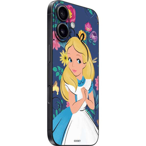 Disney Alice in Wonderland (animated) Floral Print iPhone 16 Plus Skin