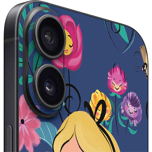 Disney Alice in Wonderland (animated) Floral Print iPhone 16 Plus Skin