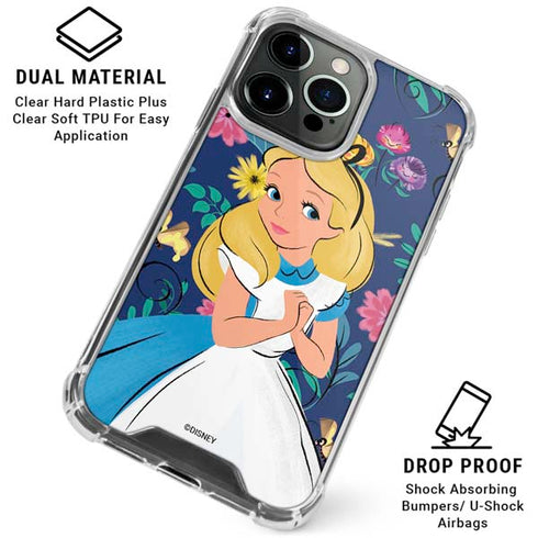 Disney Alice in Wonderland (animated) Floral Print iPhone 16 Pro Clear Case