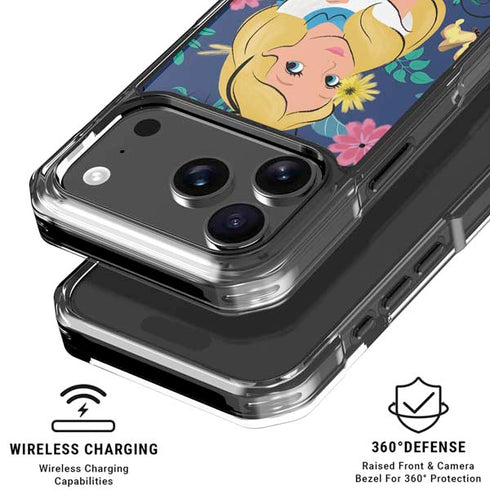 Disney Alice in Wonderland (animated) Floral Print iPhone 17 Pro Max Clear Case