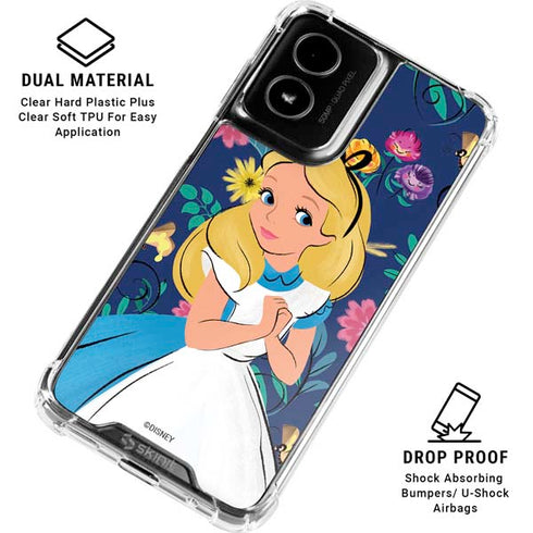 Disney Alice in Wonderland (animated) Floral Print Moto G Power 5G (2024) Clear Case
