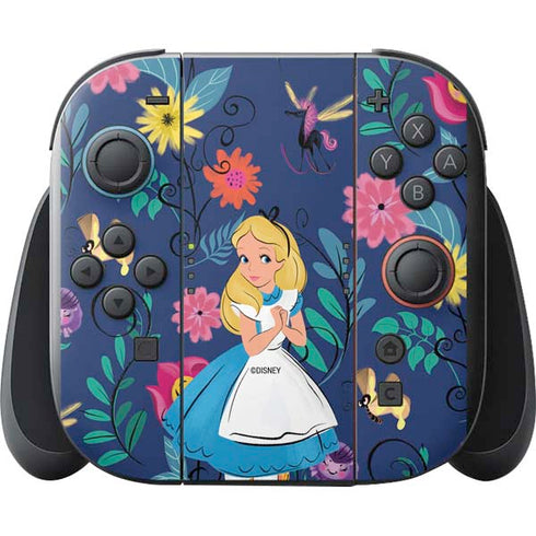 Disney Alice in Wonderland (animated) Floral Print Nintendo Switch 2 (2025) with Joy-Con Skin