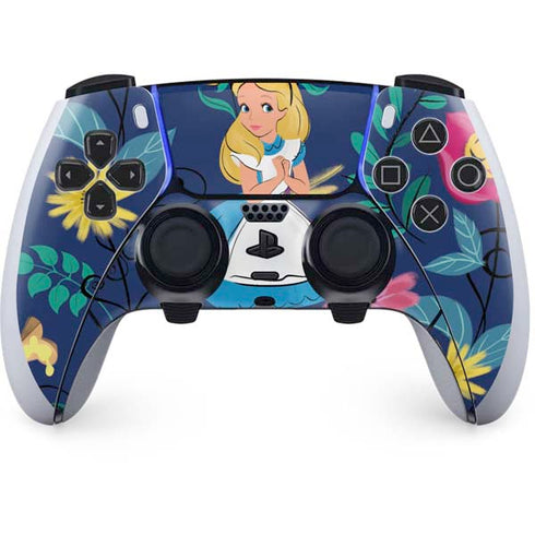 Disney Alice in Wonderland (animated) Floral Print PS5 DualSense Edge Pro Controller Skin
