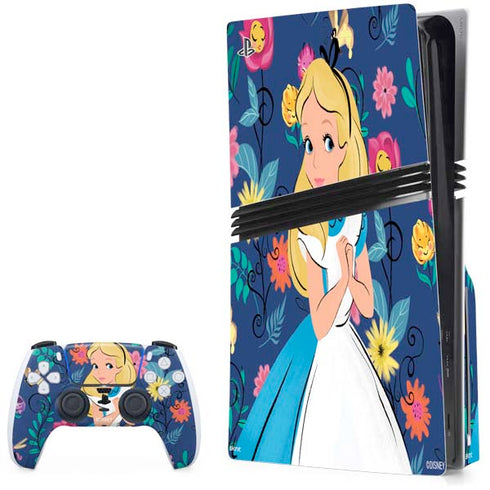 Disney Alice in Wonderland (animated) Floral Print PlayStation PS5 Skins