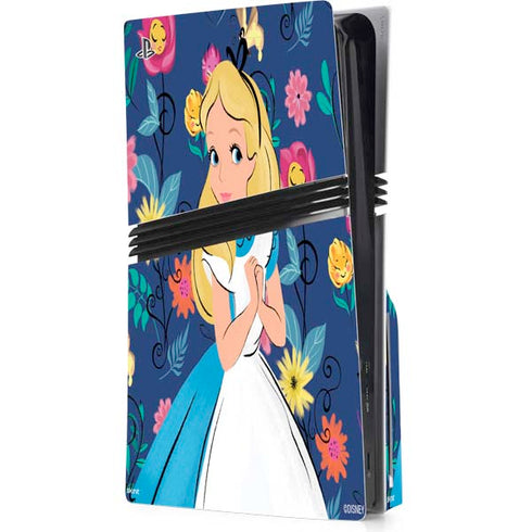Disney Alice in Wonderland (animated) Floral Print PS5 Pro Disk Console Skin