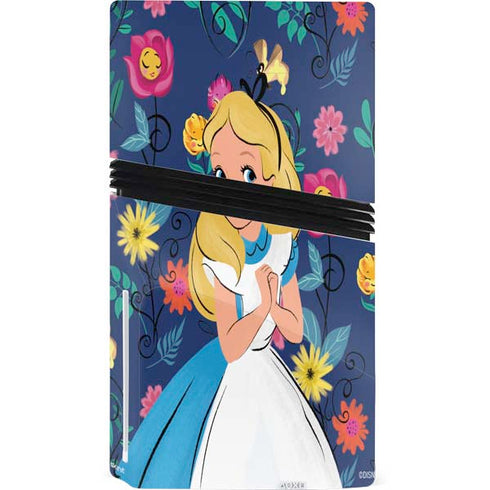 Disney Alice in Wonderland (animated) Floral Print PS5 Pro Disk Console Skin