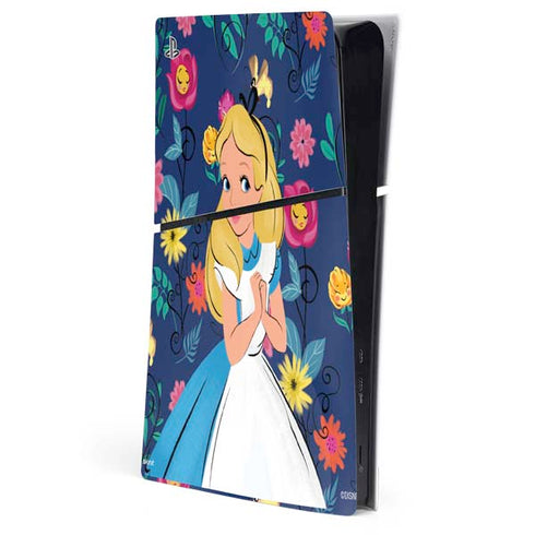 Disney Alice in Wonderland (animated) Floral Print PS5 Slim Digital Edition Console Skin