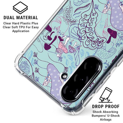 Disney Alice in Wonderland (animated) Mushrooms Print Pattern Galaxy A36 5G Clear Case