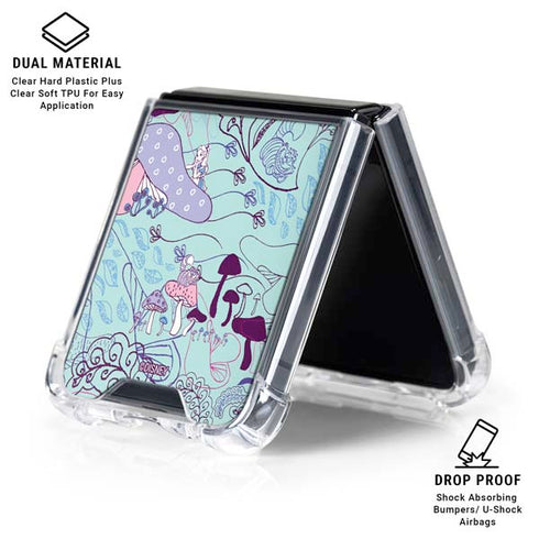 Disney Alice in Wonderland (animated) Mushrooms Print Pattern Galaxy Z Flip6 Clear Case