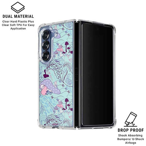 Disney Alice in Wonderland (animated) Mushrooms Print Pattern Galaxy Z Fold6 Clear Case