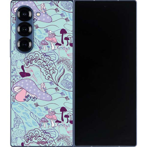 Disney Alice in Wonderland (animated) Mushrooms Print Pattern Galaxy Z Fold6 Skin