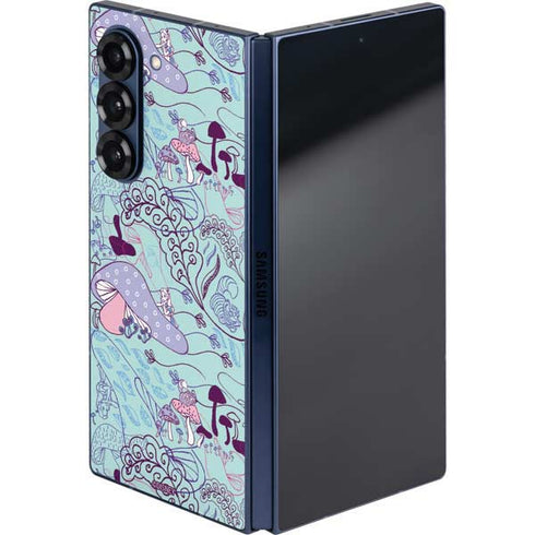 Disney Alice in Wonderland (animated) Mushrooms Print Pattern Galaxy Z Fold6 Skin