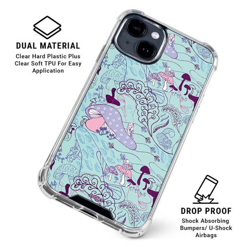 Disney Alice in Wonderland (animated) Mushrooms Print Pattern iPhone 15 Clear Case