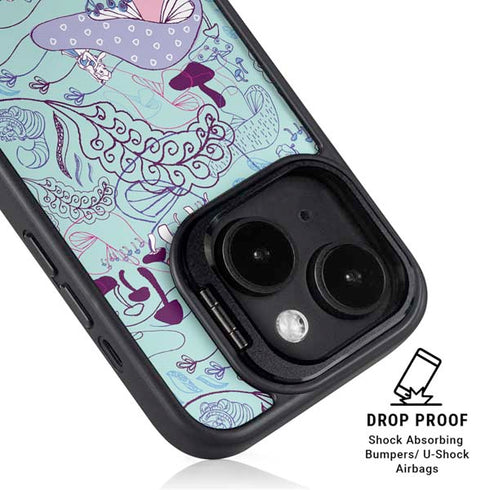 Disney Alice in Wonderland (animated) Mushrooms Print Pattern iPhone 15 Kickstand Case
