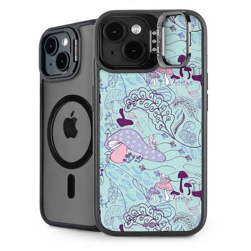 Disney Alice in Wonderland (animated) Mushrooms Print Pattern iPhone 15 Plus Kickstand Case