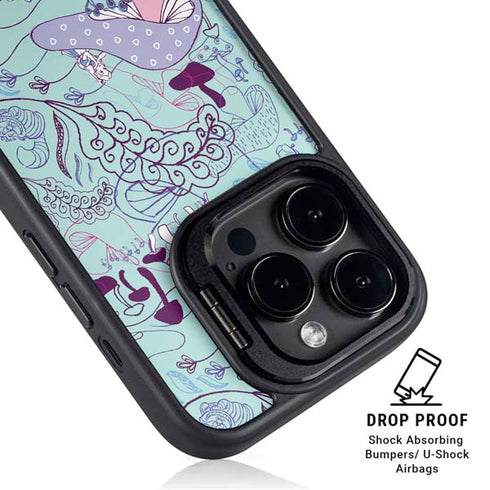 Disney Alice in Wonderland (animated) Mushrooms Print Pattern iPhone 15 Pro Max Kickstand Case