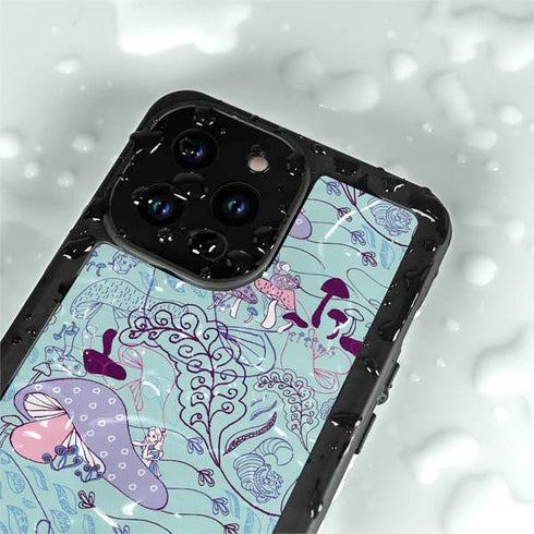 Disney Alice in Wonderland (animated) Mushrooms Print Pattern iPhone 15 Pro Waterproof Case