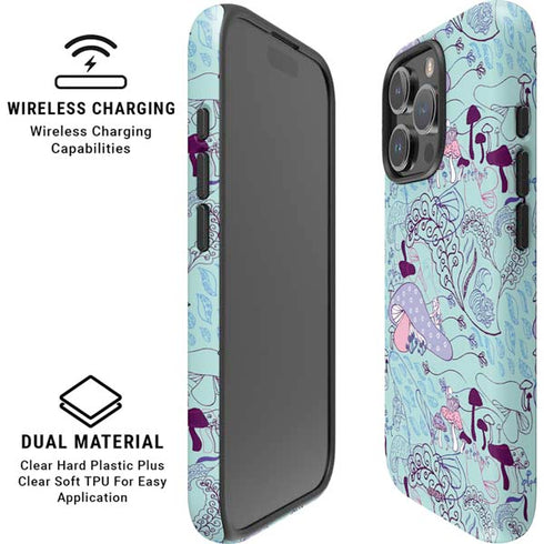 Disney Alice in Wonderland (animated) Mushrooms Print Pattern iPhone 16 Pro Magsafe Impact Case