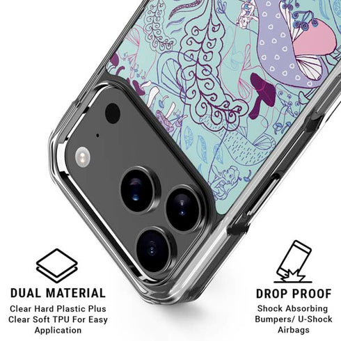 Disney Alice in Wonderland (animated) Mushrooms Print Pattern iPhone 18 Pro Clear Case