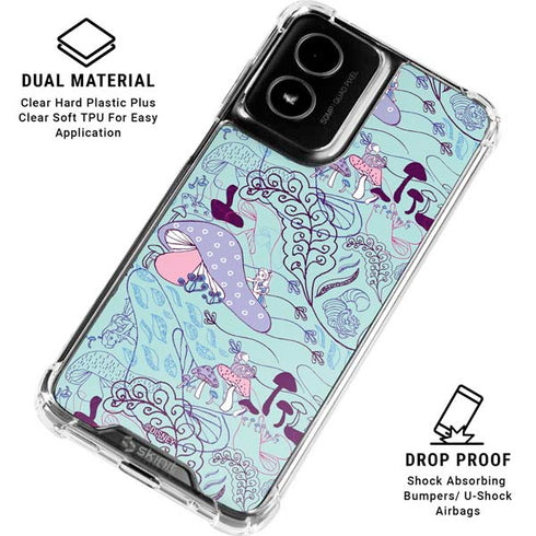 Disney Alice in Wonderland (animated) Mushrooms Print Pattern Moto G Power 5G (2024) Clear Case