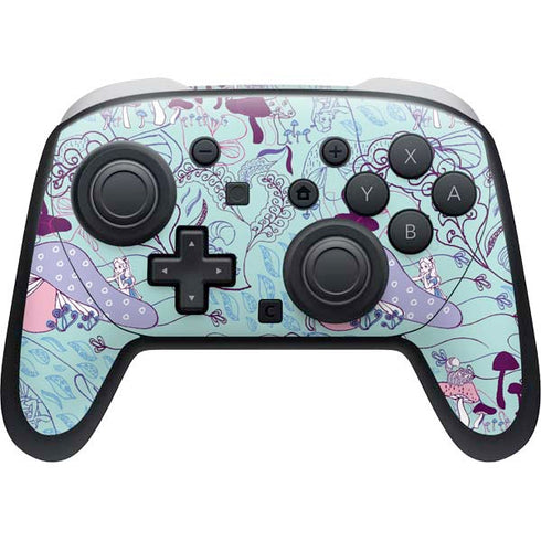 Disney Alice in Wonderland (animated) Mushrooms Print Pattern Nintendo Switch 2 (2025) Pro Controller Skin