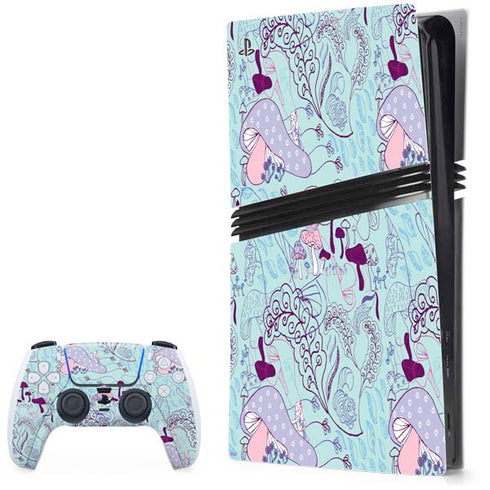 Disney Alice in Wonderland (animated) Mushrooms Print Pattern PS5 Pro Bundle Skin