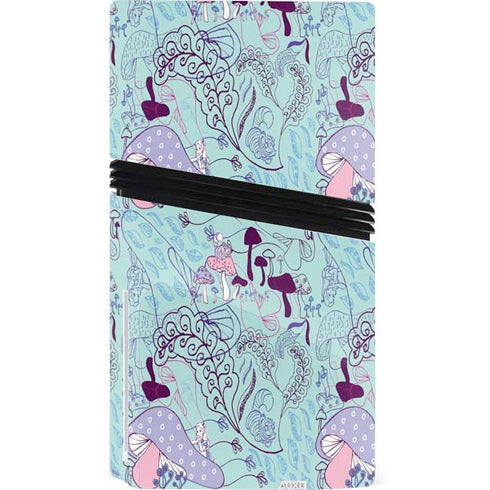 Disney Alice in Wonderland (animated) Mushrooms Print Pattern PS5 Pro Disk Bundle Skin