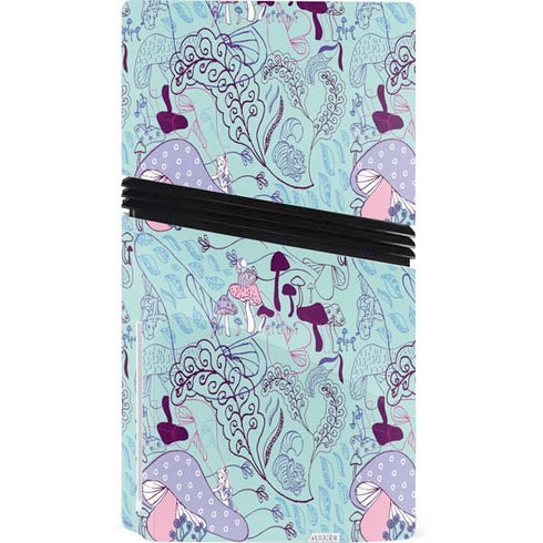 Disney Alice in Wonderland (animated) Mushrooms Print Pattern PS5 Pro Disk Console Skin