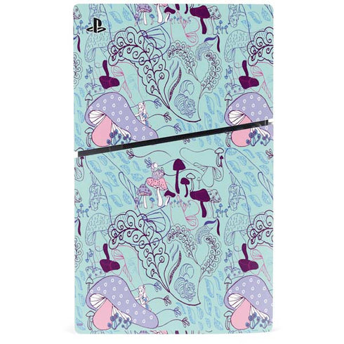 Disney Alice in Wonderland (animated) Mushrooms Print Pattern PS5 Slim Digital Edition Console Skin